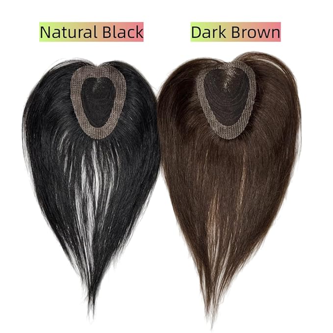 Anemone No Clips Human Hair Topper Piece Fringe Bangs for Women Wrap-Around Magic Paste with Invisible Lace for Natural Hair Loss Coverage (1B Lace Mid Bangs)