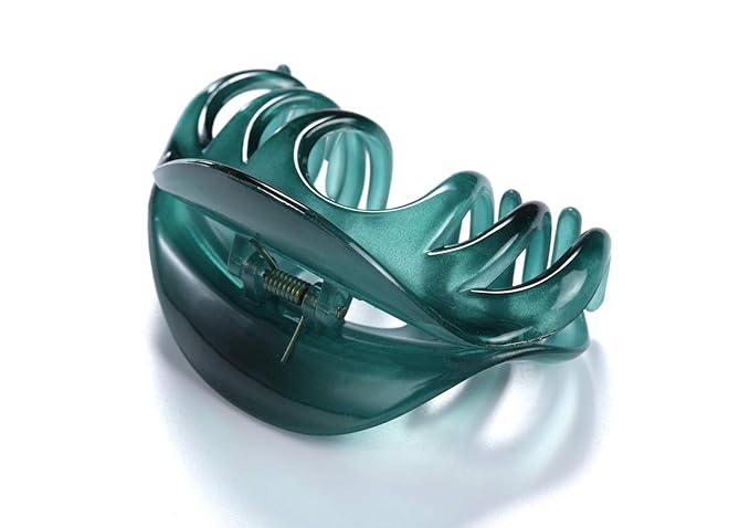Youxuan Hair Claw for Women, 4 Inch Pretty Hair Clip, Hair Grip for Thick Hair, Coffee and Niagara blue