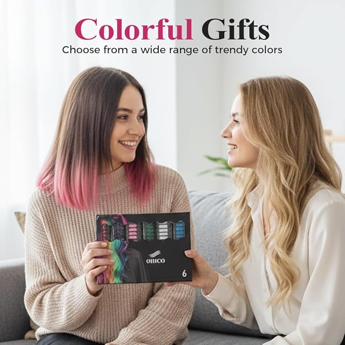 Festive Fun Hair Chalk Combs, Temporary Hair Dye Chalk Comb, Instant Hair Color Comb Washable Quick Dry Vibrant Temporary Color for All Ages for Birthday Party, Christmas Gifts (6 Colors) (6pcs)
