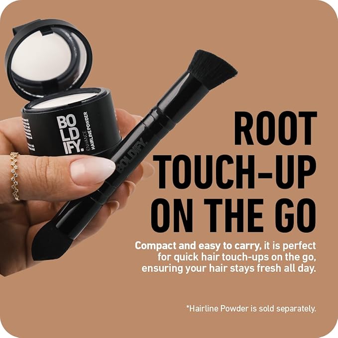 BOLDIFY Dual-Ended Hairline Powder Brush - Precision Makeup Brush Set with Sponge Tip for Seamless Blending - Ideal as a Concealer Brush, Hair Contour Brush, and Root Touch Up