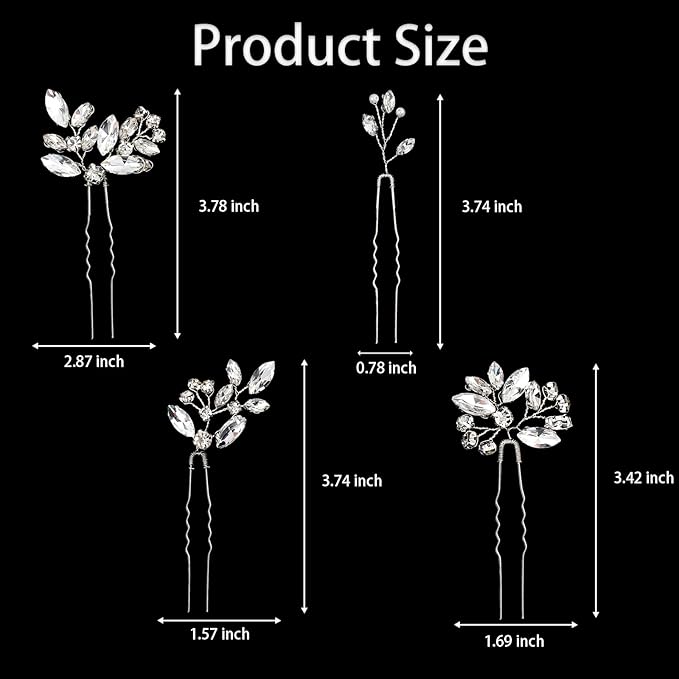 5 Pieces Bride Hair Pins Rhinestone Bridal Hair Piece for Women Crystal Hair Accessories for Bride Bridesmaids Flower Girls(Silver)