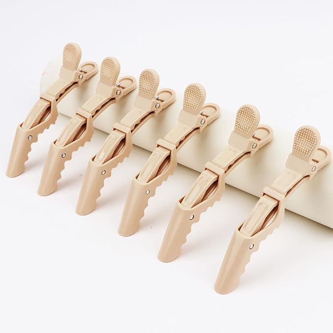 24 Pack Alligator Hair Clips, Professional Clips for Hair Sectioning, Hair Styling Accessories for Women Men Girls Teens，Khaki