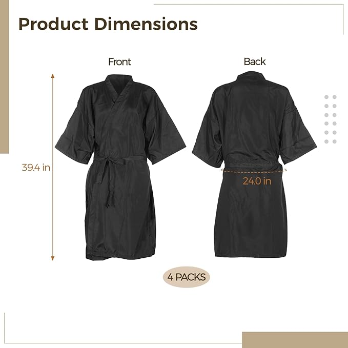 Homaisson 4 Pcs Black Haircutting Cape, Hair Capes for Salon Women, Polyester Salon Capes for Clients for Adults with Adjustable Waist