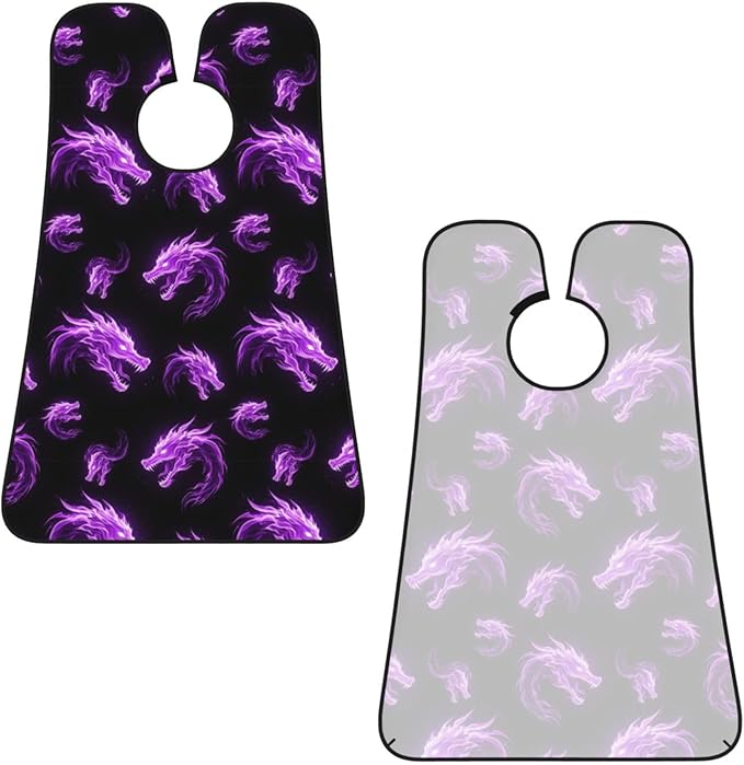 Beard Hair Catcher Bib, Waterproof Non-Stick Grooming Apron for Shaving Trimming, Perfect for Men Dad, Purple Fire Dragon Shave Bib