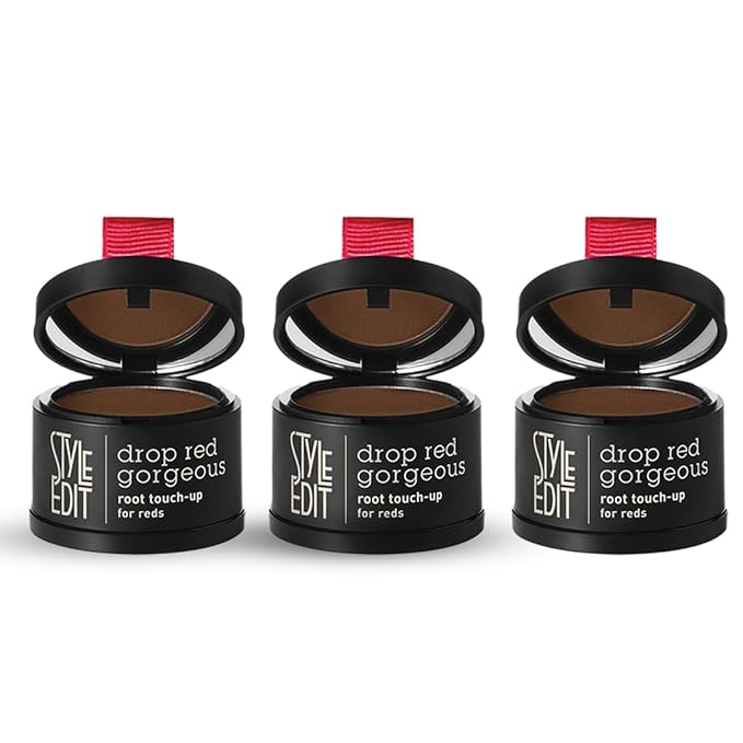 Style Edit Root Touch Up Powder, to Cover Up Dark Roots and Grays Between Salon Visits, Water Resistant, Non-Sticky, Compact And Mess-Free, Dark Red Hair Color (Pack of 3)