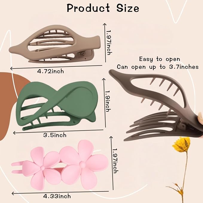 10 Pcs Flat Hair Clips for Women, Lay Flat Claw Clips French Glossy Claw Clips for Thick & Thin Hair No-Slip Hair Claw Strong Hold Barrettes Hair Clamps for Women