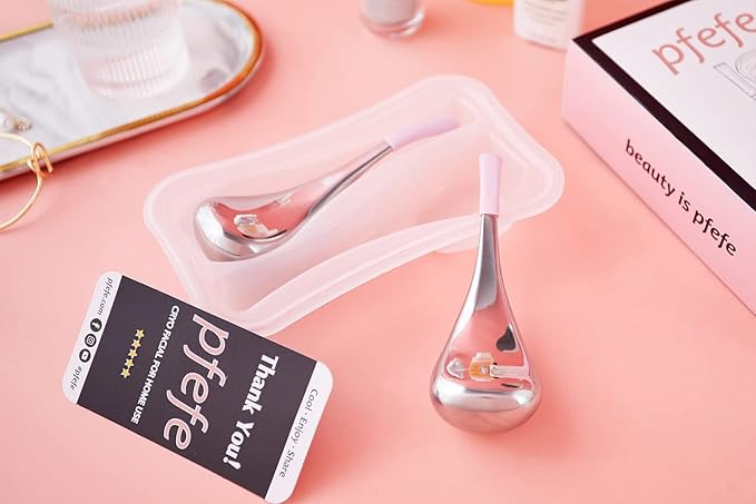 pfefe Cryo Sticks Facial Skin Care Ice Globes for Women Face Eyes, Stainless Steel Face Beauty Tools for Girls Ladies, Esthetician Supplies Cooling Spa Globes with Storage Case