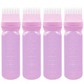 ELANE 4 Pcs Root Comb Applicator Bottle 6oz,Hair Oil Applicator Bottle for Hair,Oil Comb Applicator Hair Bottle Applicator for Hair Dye Shampoos Hair Salons Camping Traveling(Pink)