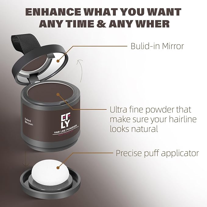 Root touch up hair color powder-Instantly Conceals Hair Loss and Thinning, Gray hair Cover Up Powder, hairline Powder Toppers and Fibers for Men & Women (Medium Brown, 0.35 ounce)