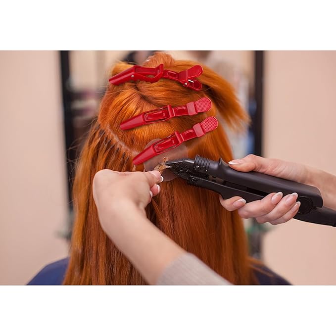 Ondder 24 Pcs Red Large Alligator Hair Clips for Styling Sectioning, Pro Salon Clips for Hair Coloring Cutting, Hair Styling Accessories for Women