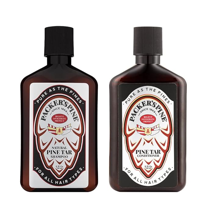 Packer's Pine Tar Hair Care Bundle: Men's Shampoo & Conditioner | Natural Pine Tar & Oils | Soothing, Adventure-Inspired Formulas for Itchy, Dry Scalp & Outdoor Relief
