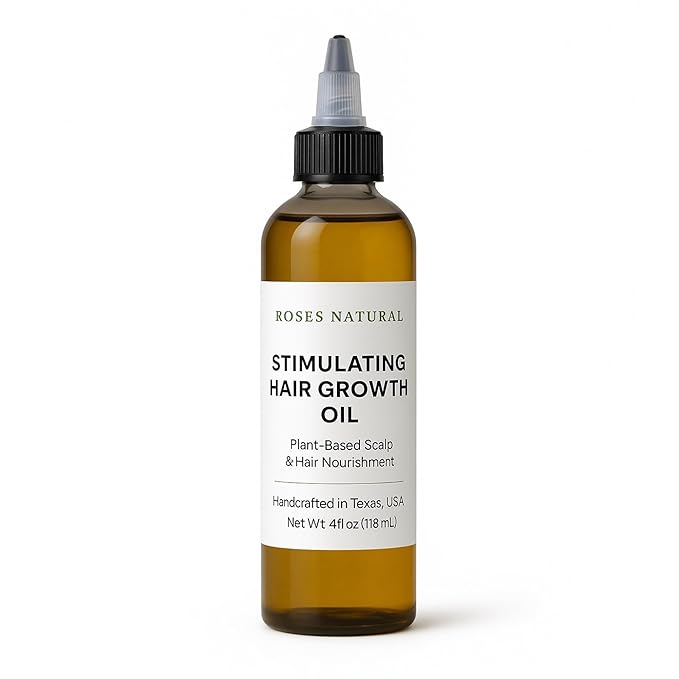Stimulating Hair Growth Oil – Plant-Based Scalp & Hair Nourishment with Sulfur & Copper – Vegan, Handcrafted in Texas, USA (4 Fl Oz)