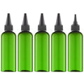 Tekson Hair Color Applicator Bottles, 5 Pack Refillable Squeeze Bottle, Empty Plastic Twist Top Cap Bottles (3.4 OZ, Green)