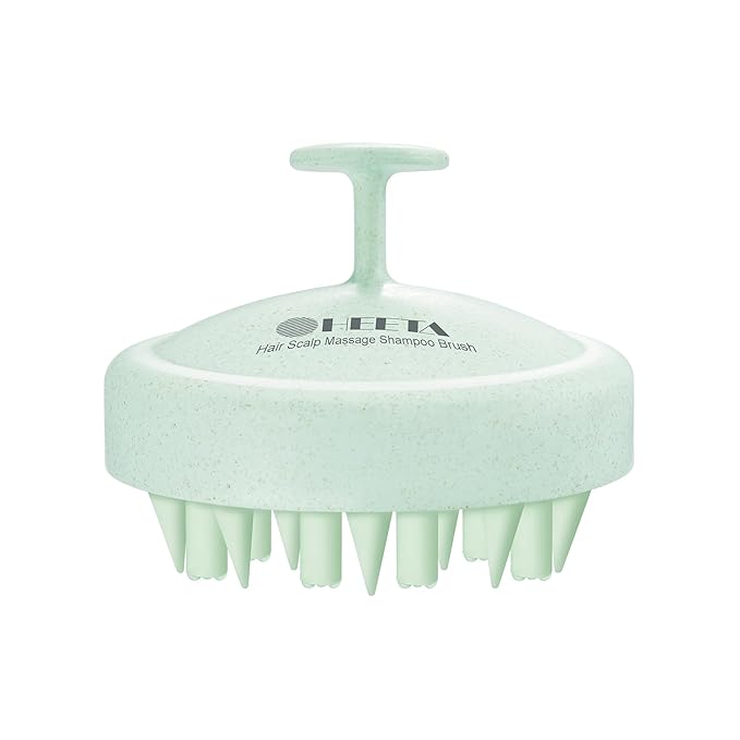 HEETA Hair Scalp Massager for Hair Growth, Shampoo Brush, Scalp Scrubber Exfoliator with Soft Silicone Bristles for Dandruff Removal to Relieve Stress, Wet Dry Use Updated Material, Green