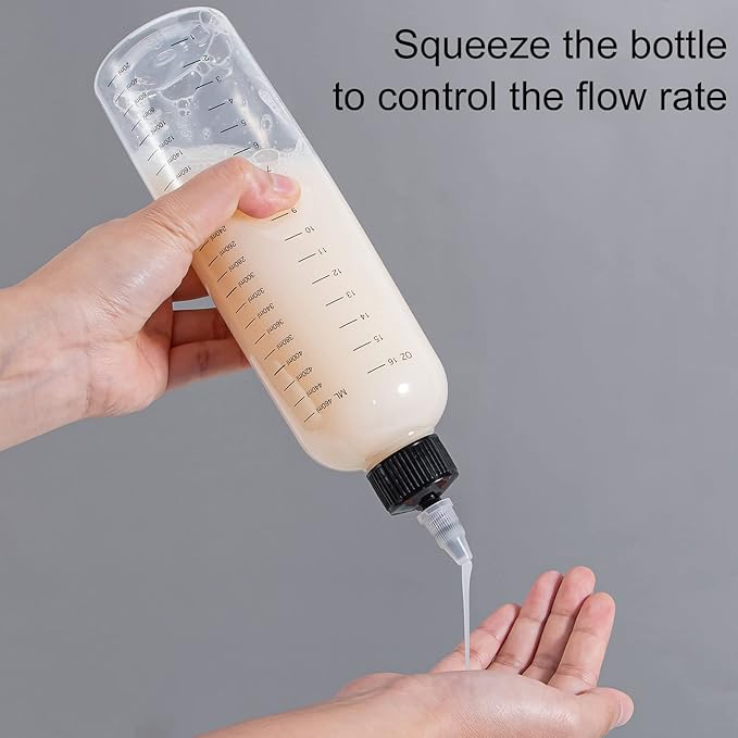 Applicator Bottle for Hair, 16.9oz Hair Applicator Bottle 2 Packs, Hair Color Bottle Applicator with Ratio Graduated Scale, Hair Dye Bottle Applicator with Twist Top Cap