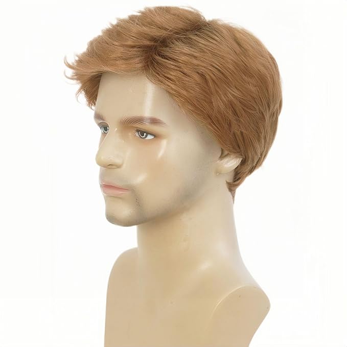 Kaneles Blonde Wigs for Men Short Layered Natural Hair Wig for Male Guy Halloween Cosplay Costume Wigs(Blonde)