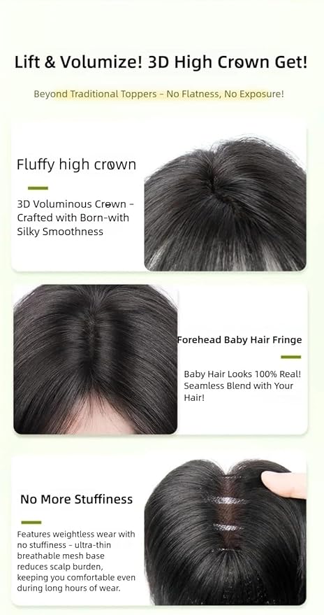 Anemone 100% Real Human Hair Topper No Need Clips Magic Paste Hair Seams 7x10cm Skin Base Fringe Bangs Easy to Wear (Dark Brown French Bangs)