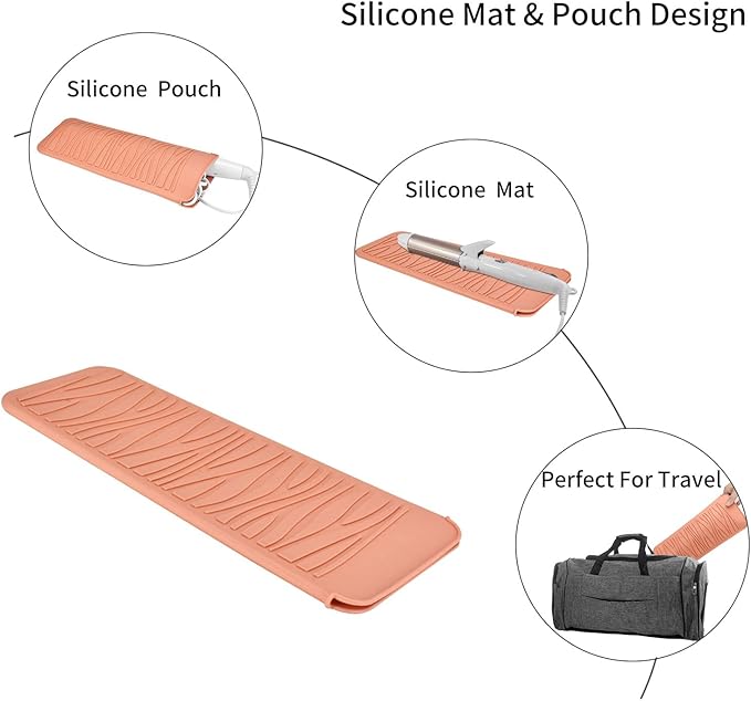 Silicone Heat Resistant Travel Pouch for Straighteners, Crimping Irons, Curling Wands, Flat Irons, and Hair Styling Tools