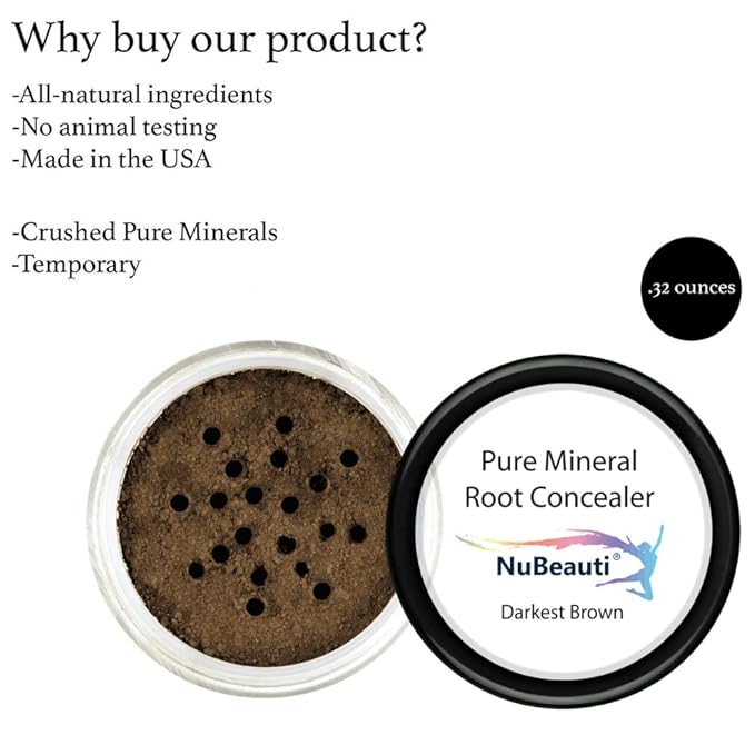Root Concealer Touch Up Powder | All-Natural Crushed Minerals | Fast and Easy Total Gray Hair Cover Up For Black, Brown, Auburn and Blonde Hair - 0.30 oz (Darkest Brown)