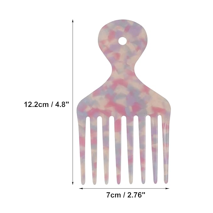 VOCOSTE Hair Picks for Curly Hair, Gentle Detangling Wide Tooth Comb, Afro Pick, Hair Pick Comb, Hangable Hair Styling Tool for Hair Care, Purple
