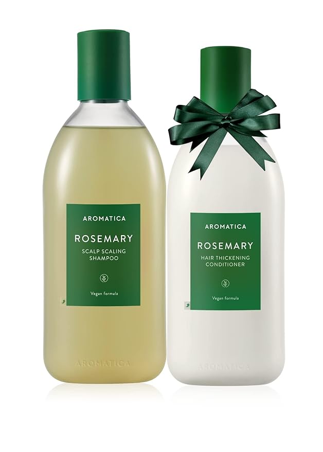 AROMATICA Rosemary Scalp Scaling Shampoo and Conditioner Set 13.53 fl.oz each – Vegan Korean Hair Care Gift Set for Woman with Rosemary Oil. Sulfate Free Shampoo Conditioner For Hair Growth