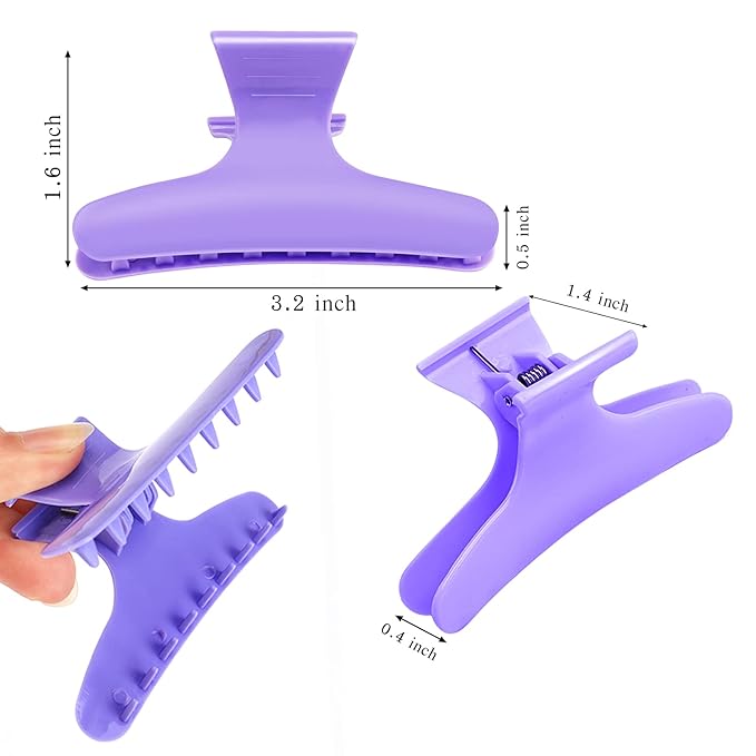 Ondder 12 Pack Purple Butterfly Hair Clamps Clips Hair Claw Clips Salon Pro Section Clip for Styling, Sectioning, Cutting, Coloring Hair Clips Hairdressing Salon Tool Hair Accessories for Women Girls