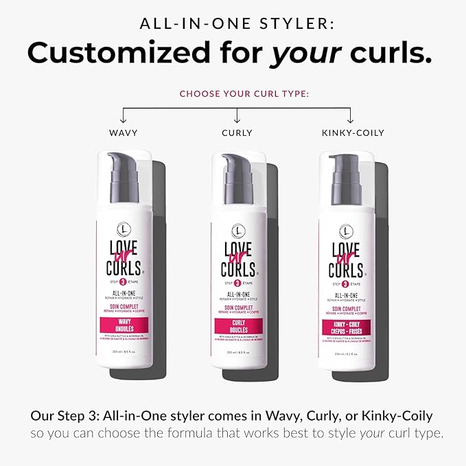 Love Ur Curls® All-in-One Curl Cream Styler for Curly Hair and Irish Sea Moss Hair Gel Bundle, Define, Hydrate and Style with Shea Butter, Medium Hold Curl Styling Gel to Reduce Excess Frizz