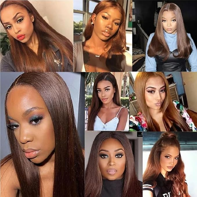 Brown Bundles Human Hair Color 4 Straight Bundles 18 20 22 Inch Niegmeag Brazilian Virgin Soft and Silky Remy Hair Extensions Chocolate Brown Straight Human Hair Bundle 150g