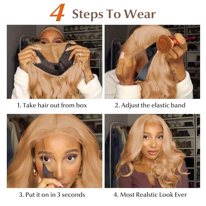 34 Inch Honey Blonde Wig Human Hair 13x6 Straight Honey Blonde HD Lace Front Human Hair Wig 180% Density Colored Wigs Human Hair 27# Glueless Lace Frontal Wigs