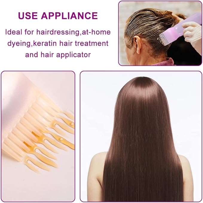 Abnaok Root Comb Applicator Bottle, 6 Ounce Applicator Bottle for Hair Dye Bottle Applicator Brush with Graduated Scale- 4 Pack