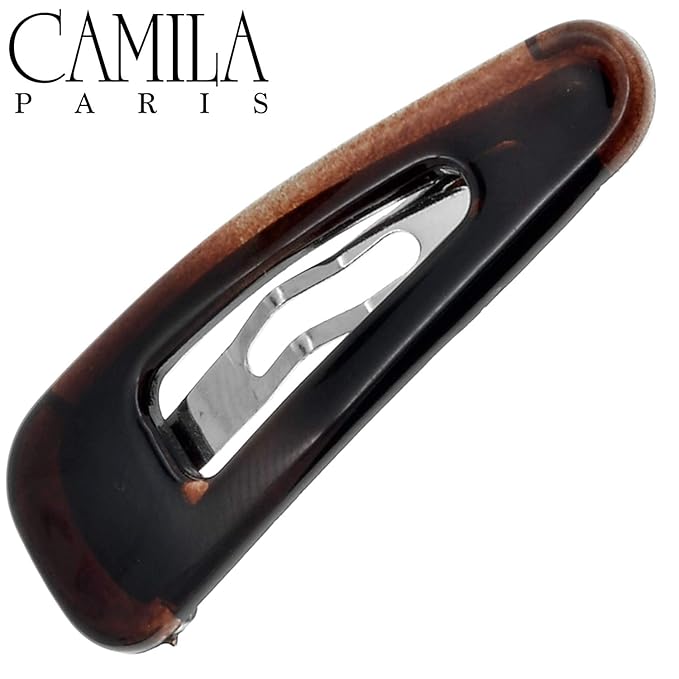 Camila Paris AD86/2 French Hair Barrette Clips, Snap Hair Slides Clic Clac for Women, Styling Girls Side Slide-in Metal Snap Pin Hair Accessories for Women. Strong Hold, No Slip Grip, Made in France