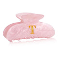 Acrylic Letter Hair Clips for Women - Pink Monogram Hair Claw Alphabet Large Hair Clip, Fashion Glitter Claw Clips Elegant And Durable Hair Accessory, Letter T