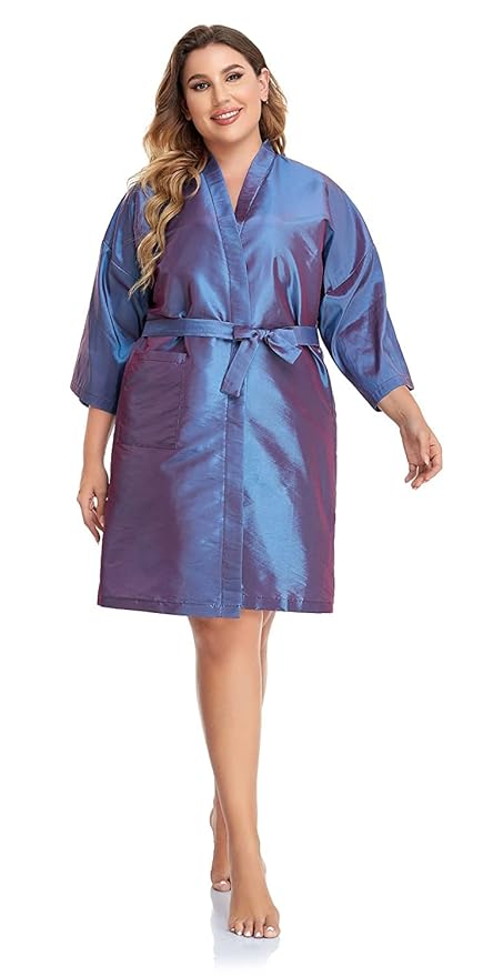 PERFEHAIR Salon Client Gown Cape, Pack of 4, Hairdressing Gown Smock Robes for Hair Stylist to Hair Cutting, Hair Coloring, Makeup-Purple