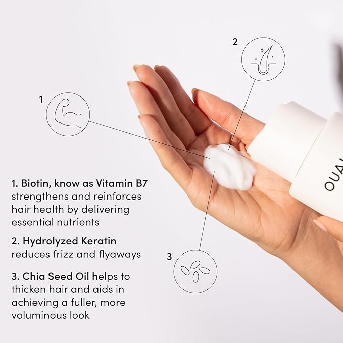 OUAI Fine Hair Conditioner - Volumizing Conditioner for Fine Hair Made with Keratin, Biotin and Chia Seed Oil - Adds Softness, Bounce and Volume - Free from Parabens, Sulfates, and Phthalates (10 Oz)