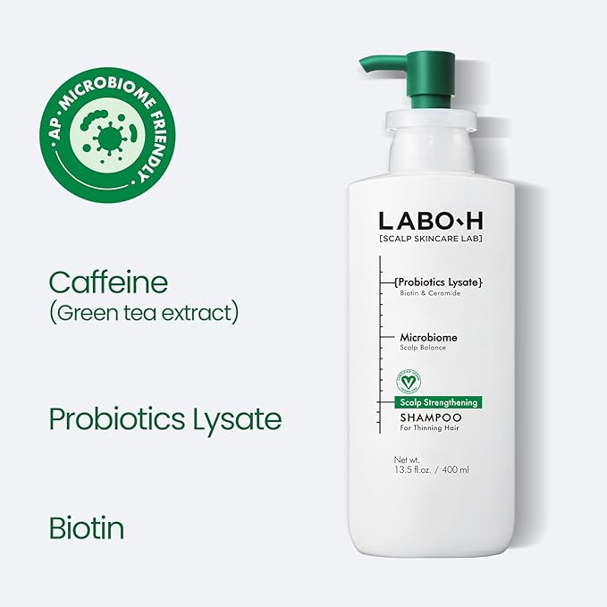 Scalp Strengthening Shampoo for Hair Growth & Anti-Loss | Vegan Ceramide Haircare Routine with Rosemary Oil, Biotin and Caffeine, Paraben Free, Korean, 13.5 Fl. oz.