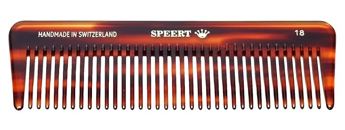 #18 Handmade Wide Tooth Comb Tortoise Havana Acetate Thick Coarse Curly Detangling Parting Grooming Teasing Hair Styling Hairdresser Barber Hairdressing Wet Dry Pocket Travel Women Men Kids