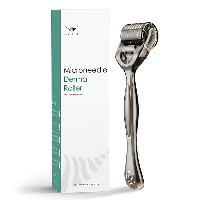 Derma Roller 0.25mm Titanium, 192 Micro Needle Roller - Beard Face Dermal Roller (Crystal Black)