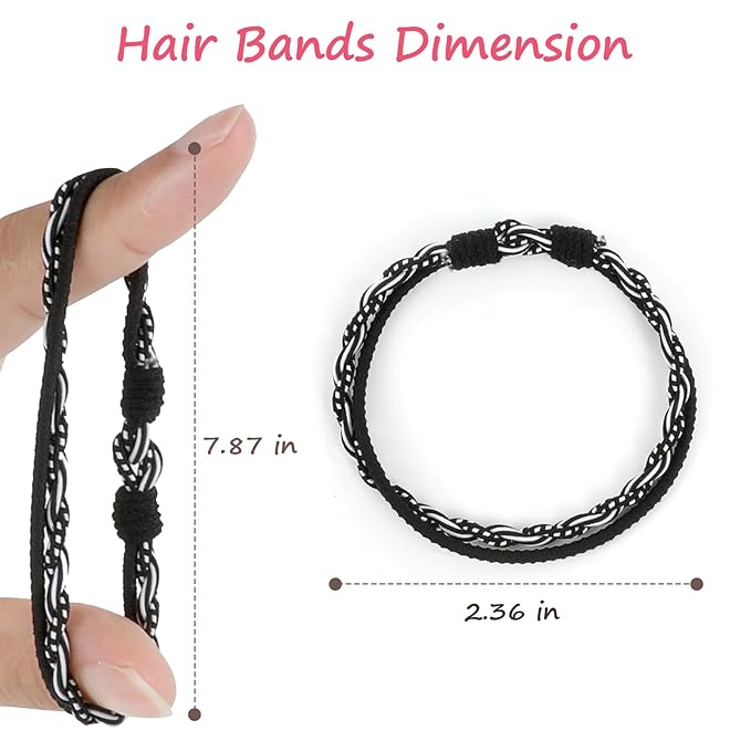 Hair Accessories, 25 PCS of 5 Styles Boho Hair Tie Bracelets with Beads - Cute Elastic Bands for Thick or Thin Hair, No Damage, Pink for Girls and Women