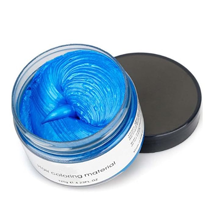YHMWAX Temporary Colorful Hair Styling Pomades - Disposable Natural Strong Hold Gel for Party, Cosplay, Masquerade (Blue)