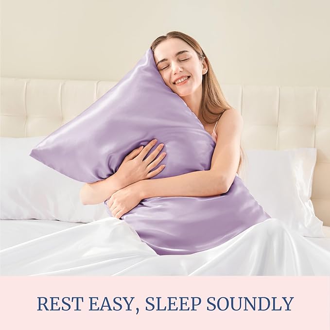 BEDELITE Satin Pillowcase for Hair and Skin, Super Soft Similar to Silk Pillow Cases 4 Pack with Envelope Closure, Cooling Pillowcases for Women Men (20"x36" King Size, Lavender)