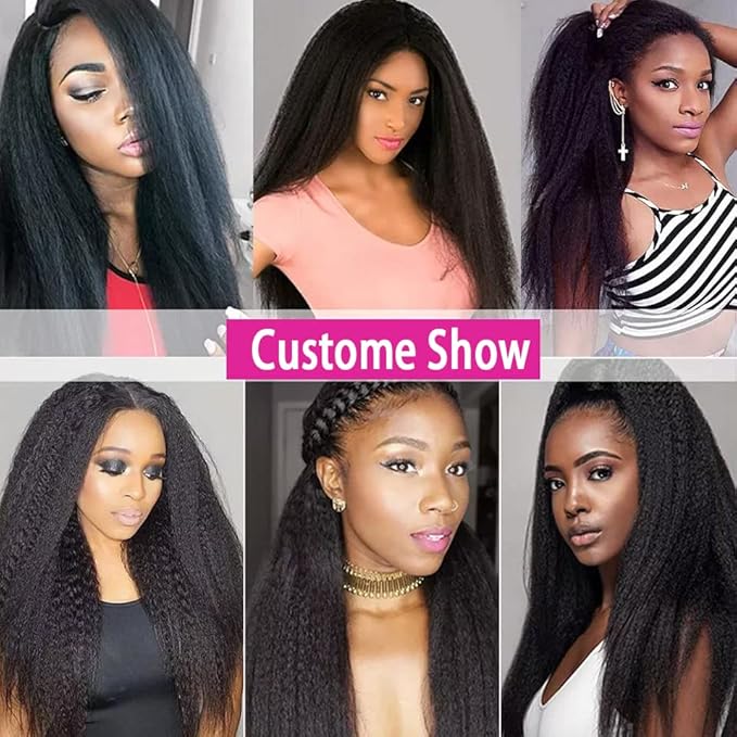 Kinky Straight Clip in Hair Extensions Real Human Hair 8Pcs Brazilian Human hair Clip ins for Black Women, Natural Soft Human Hair 120g 18inch #1B Natural Black