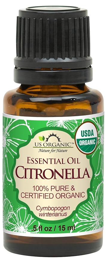 US Organic Citronella Essential Oil, USDA Certified, 100% Pure, 15 ml, Improved caps and droppers – Used for Skin Care, Many DIY Projects Like Candle Making and Much More