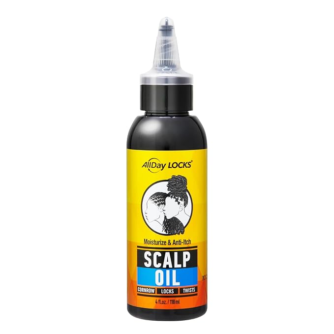 AllDay Locks Scalp Oil (4 oz) | Soothing, Nourishing Conditioner for Dry, Itchy Scalp | Sunflower, Lavender, Tea Tree Oil | Relieve Soreness & Tension in Braids, Locks, Twists, Cornrows | 4 oz