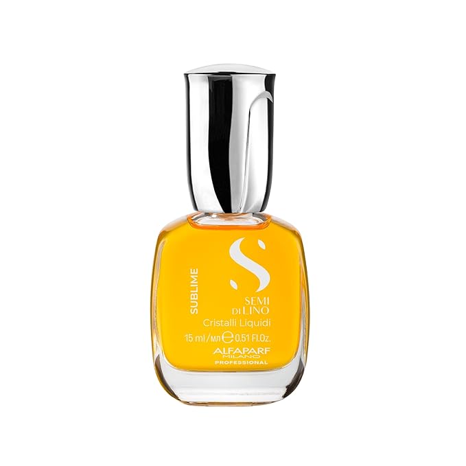 Alfaparf Milano Semi di Lino Sublime Cristalli Liquidi Hair Oil with Heat Protection - Smoothing Hair Serum with Frizz Control - Hair Shine Serum with Vitamin E & Color Fix Complex (0.51 Fl Oz)