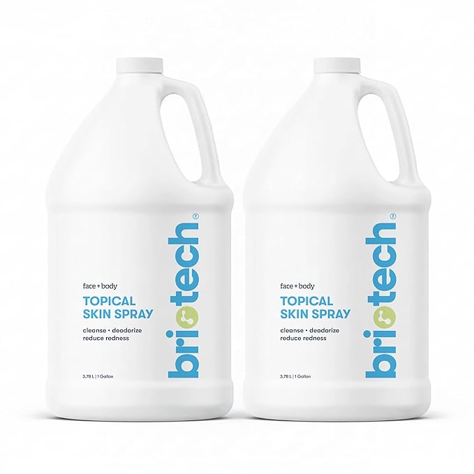 BRIOTECH Topical Skin Spray, Hypochlorous Acid for Sensitive Skin, HOCl Facial Mist, Full Body Support Against Irritation, Calm Redness, Soothe Foot & Scalp, 1 Gallon Refill (2 Pack)