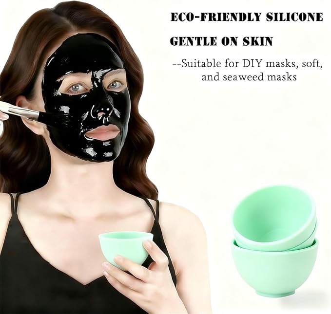 5-Piece Silicone Mixing Bowl Set, 3.3-Inch Microwaveable Silicone Bowls for Facial Masks, Mud Masks, and Other Skin Care Products Facial Bowls for Estheticians. (Green)