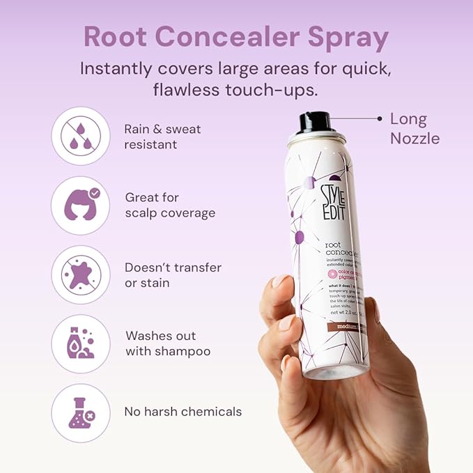 STYLE EDIT MEDIUM BLONDE Root Concealer Touch Up Spray Instantly Covers Greys And Dark Roots - Professional Salon Quality Blonde Perfection Grays Cover Up Hair Products for Women 4 Ounce PACK OF 5