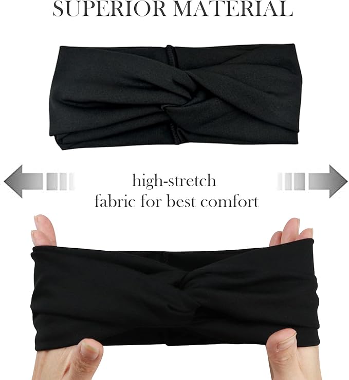 DRESHOW 8 Pack Headbands for Women Yoga Knotted Headbands Elastic Criss Cross Hair Accessories Sports Head Wrap Non Slip