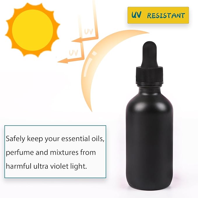2oz Glass Dropper Bottle,Preety Texture Tincture Bottles with Precise Scales Eye Droppe,for All Kinds Of Mixed Liquids,Leak-Proof Design for Easy Travel (Black Frosted-48Pack)