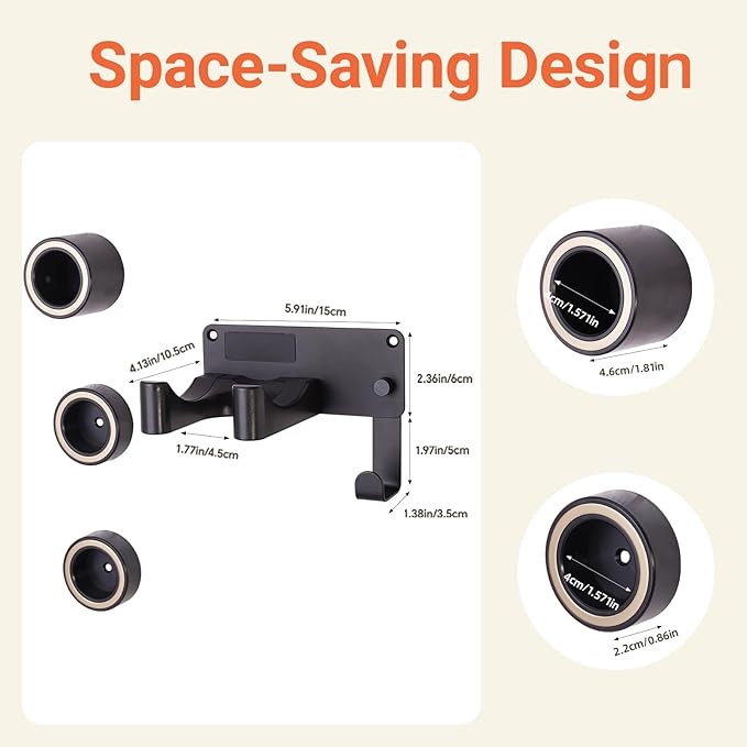 Hair Dryer Holder, Hair Dryer Holder Wall Mounted Self Adhesive Hairdryer Holder forDyson Aluminum Blow Dryer Holder Wall Mounted Black Hairdryer Hanger for Bathroom Black CHOCHOYAH